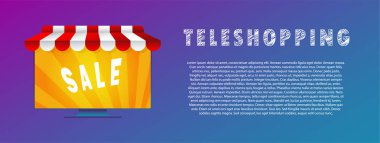 Teleshopping. Vektör çizim. Düz. Gradyan.