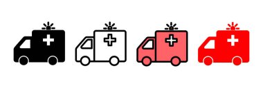 Ambulans simgesi vektör illüstrasyonu. Ambulans kamyonu işareti ve sembol. Ambulans arabası