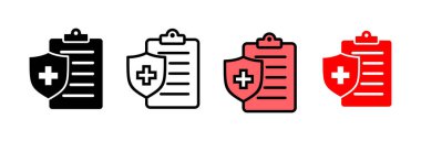 Tıbbi sigorta ikonu vektör çizimi. Sağlık sigortası ve sembol