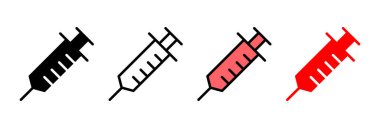 Şırınga ikonu vektör çizimi. İğne işareti ve sembol. Aşı simgesi