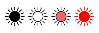 Güneş ikonu vektör illüstrasyonu. Parlaklık işareti ve sembol.