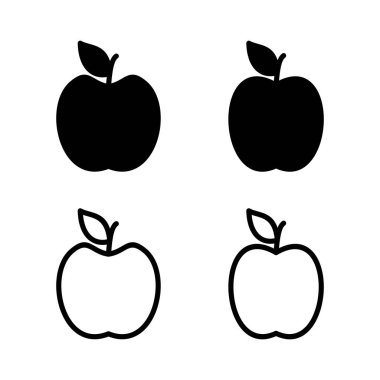 Elma ikonu vektör illüstrasyonu. Web tasarımı için elma işareti ve semboller.