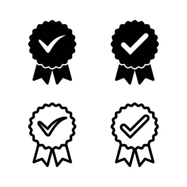Onaylanmış ikon vektör illüstrasyonu. Sertifikalı Madalya Simgesi. işaretle