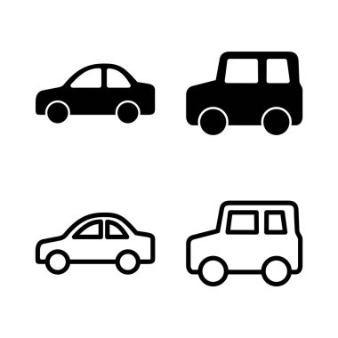 Araba ikonu vektör illüstrasyonu. Araba işareti ve sembol. küçük sedan