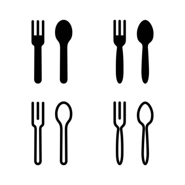 kaşık ve çatal ikonu vektör çizimi. kaşık, çatal ve bıçak ikonu vektörü. Restoran işareti ve sembolü