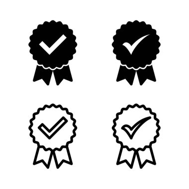 Onaylanmış ikon vektör illüstrasyonu. Sertifikalı Madalya Simgesi. işaretle