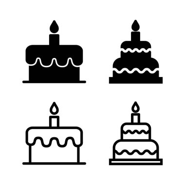 Kek simgesi vektör illüstrasyonu. Pasta işareti ve sembol. Doğum günü pastası simgesi