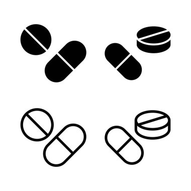 İlaç ikonu vektör illüstrasyonu. Kapsül simgesi. Uyuşturucu işareti ve sembol