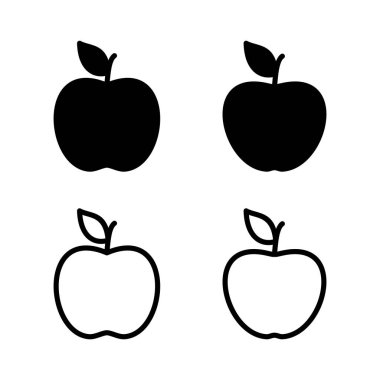 Elma ikonu vektör illüstrasyonu. Web tasarımı için elma işareti ve semboller.