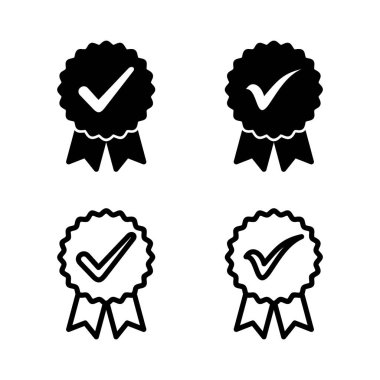 Onaylanmış ikon vektör illüstrasyonu. Sertifikalı Madalya Simgesi. işaretle