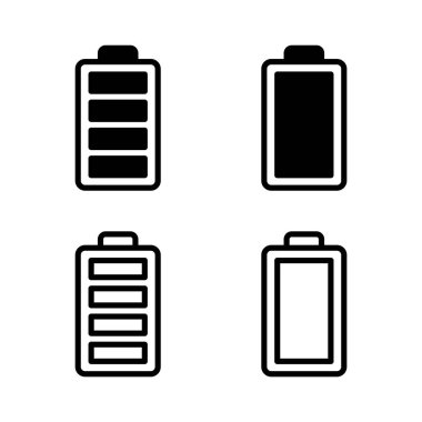 Batarya ikonu vektör çizimi. Pil şarj işareti ve sembol. pil şarj seviyesi