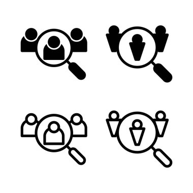 Simge vektör illüstrasyonu işe alınıyor. Arama işi boşluk işareti ve sembol. İnsan kaynakları konsepti. İşe alım.