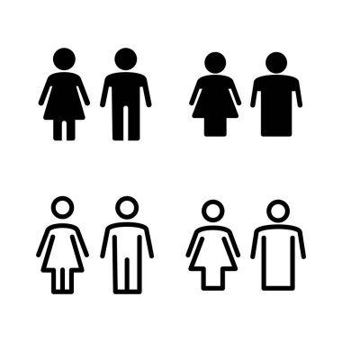 Erkek ve kadın ikon vektör çizimi. Erkek ve dişi işareti ve sembol. Kızlar ve oğlanlar