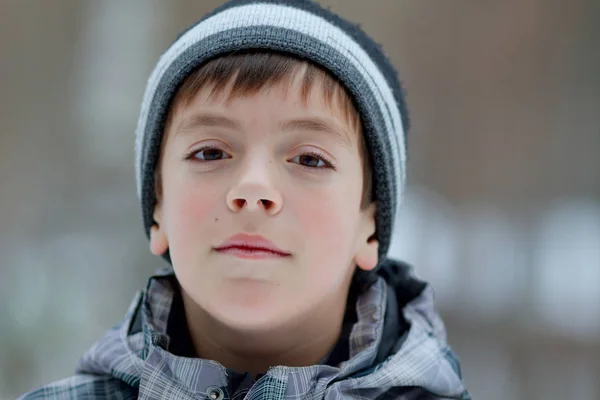 Vintern Porträtt Ung Pojke — Stockfoto