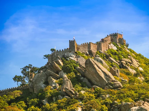 Sintra, hrad Maurů. Portugalsko na studni Royalty Free Stock Obrázky