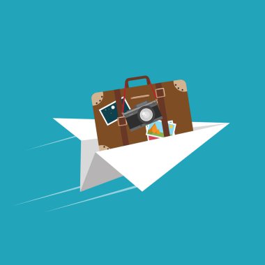 Uçak uçuş, dünya çapında tatil gezisi kavramı seyahat. Vektör çizim