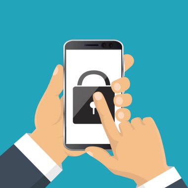 Smartphone. IInterface ekran kilidi ile. Dokunmatik ekran. Vektör çizim.