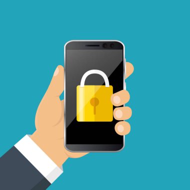 Smartphone. IInterface ekran kilidi ile. Dokunmatik ekran. Vektör çizim.