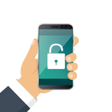 Smartphone. IInterface ekran kilidi ile. Dokunmatik ekran. Vektör çizim.