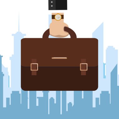 İş adamı el çantası tutuyor. vektör illüstrasyonu