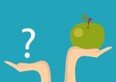 Doğru beslenme fast food ya da sebze. Sağlıklı beslenme kavramı. Vektör