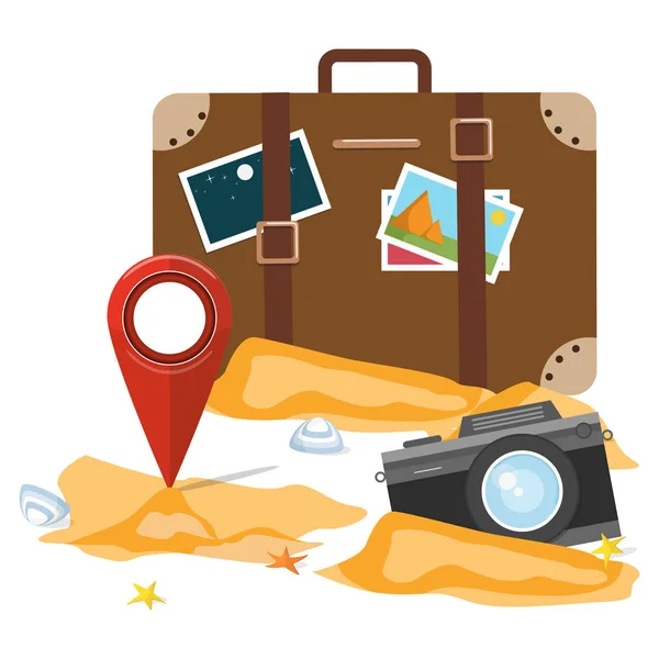 Vacation Concept Vector Illustration Travel Objects — Stock Vector