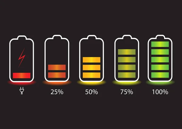 Smartphone Con Indicatori Livello Carica Della Batteria Isolati Sullo Sfondo — Vettoriale Stock