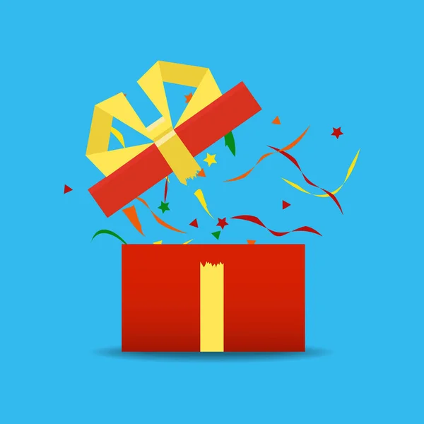 開かれたギフト用の箱 誕生日 休日の概念 ベクトル — ストックベクタ