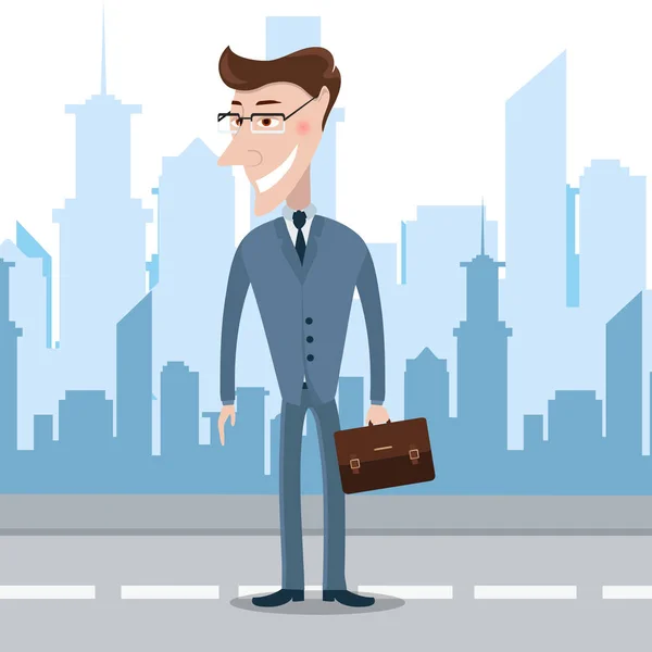 Άνθρωπος Ένα Κοστούμι Επιχειρηματίας Χαρτοφύλακα Επιχειρήσεων Σχέδιο Επιτυχίας Εικονογράφηση Διάνυσμα — Διανυσματικό Αρχείο