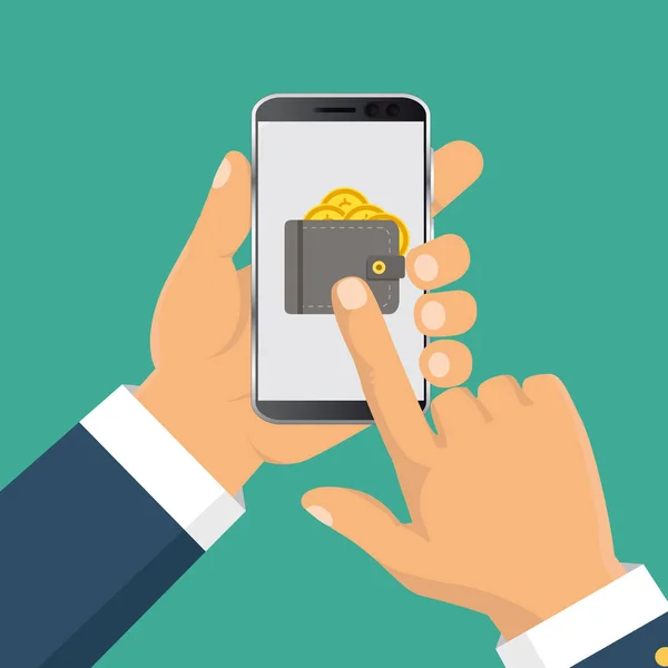Mobil Bankacılık Online Ödeme Için Kavram Vektör Düz Çizim Düz — Stok Vektör