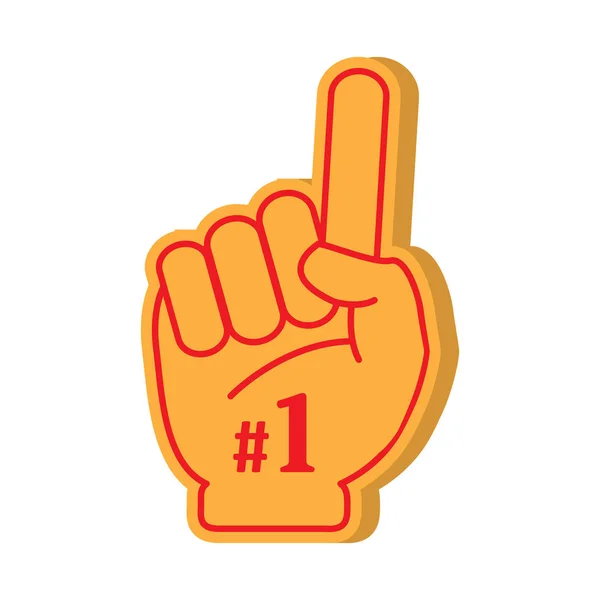 Bright Colorful Foam Fingers Set Number One Best Vector Illustration — Stock Vector