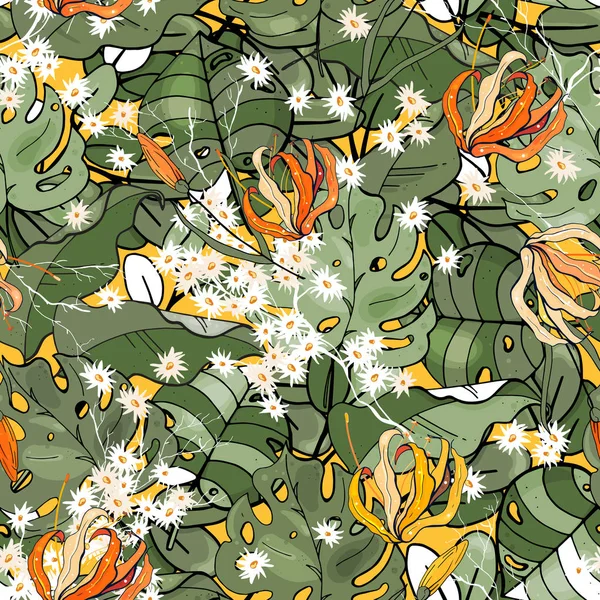 Цвіте Квітковий Безшовний Візерунок Вінтажний Фон Шпалери Квітучі Реалістичні Ізольовані — стоковий вектор