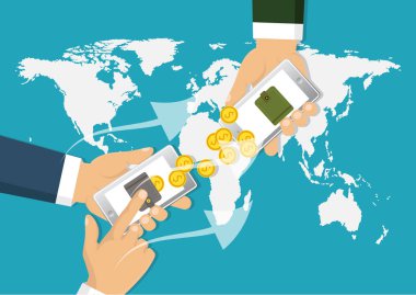 Gönderme ve para alma. Ödeme app. vektör çizim bankacılık