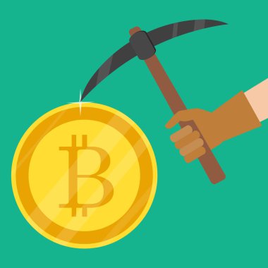 Cryptocurrency kavramı. İşadamı araştırma bitcoins. Vektör çizim