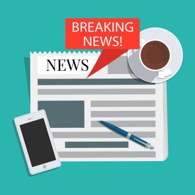 Son dakika haberleri canlı kavramı. Vektör çizim.