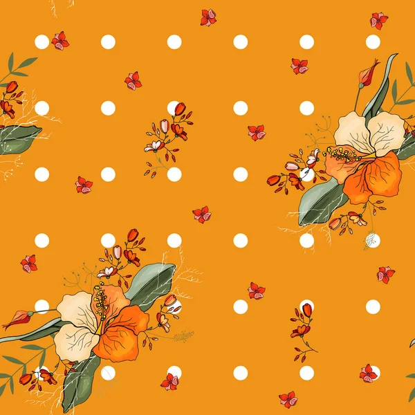 Trendigt Blommönster Isolerade Sömlösa Mönster Vintage Bakgrund Tapet Handritad Vektorillustration — Gratis stockfoto