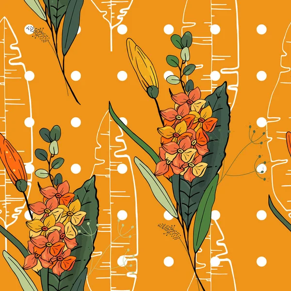 时髦的花卉图案 隔离的无缝模式 复古背景 矢量插图 — 图库矢量图片