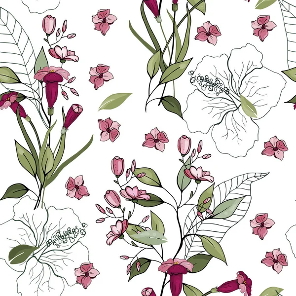 Motif Floral Tendance Modèle Isolé Sans Couture Fond Vintage Papier — Image vectorielle