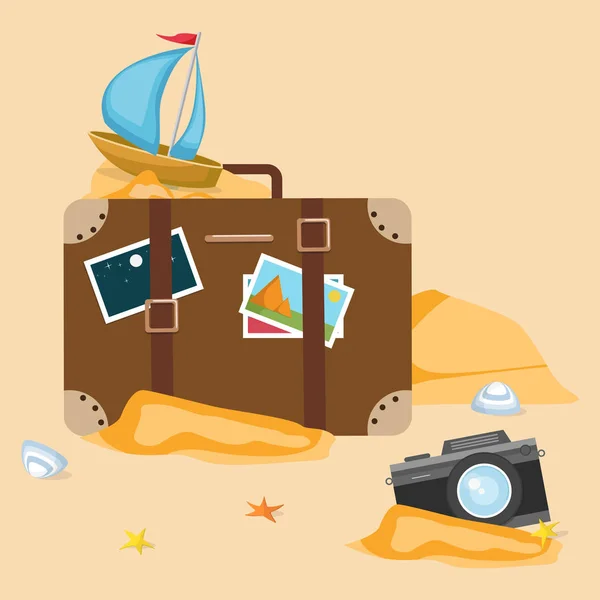 Travel Objects Vacation Concept Vector Illustration — Stock Vector