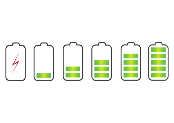 Піктограми Стану Заряду Батареї Встановлюється Різними Рівнями Заряду Батареї Телефону — стоковий вектор