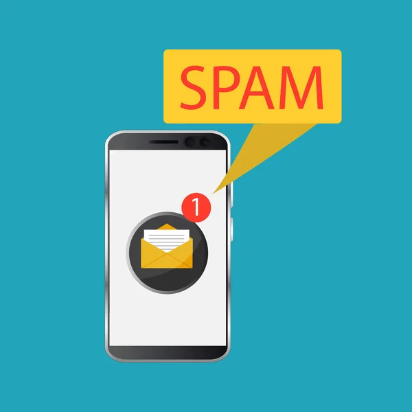 Mensagem Spam Atenção Conceito Dados Spam Ilustração Vetorial —  Vetores de Stock