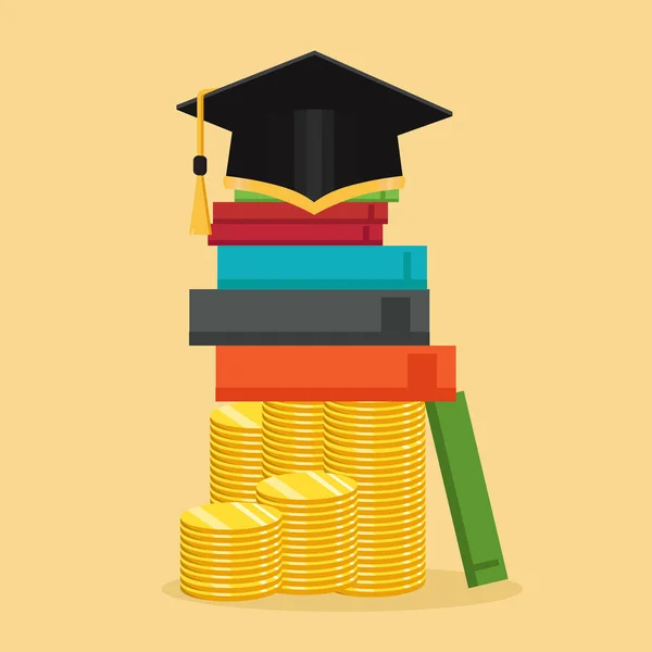 stock vector Investment in education concept. Graduate's cap and golden coin. Vector illustration