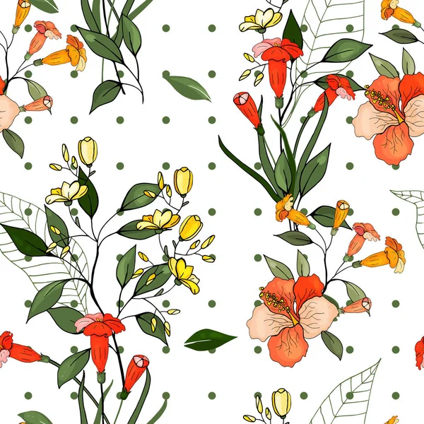 Botanik motifler. İzole sorunsuz çiçek deseni. Antika arka plan. Duvar kağıdı. Elle çizilmiş. Vektör çizim.