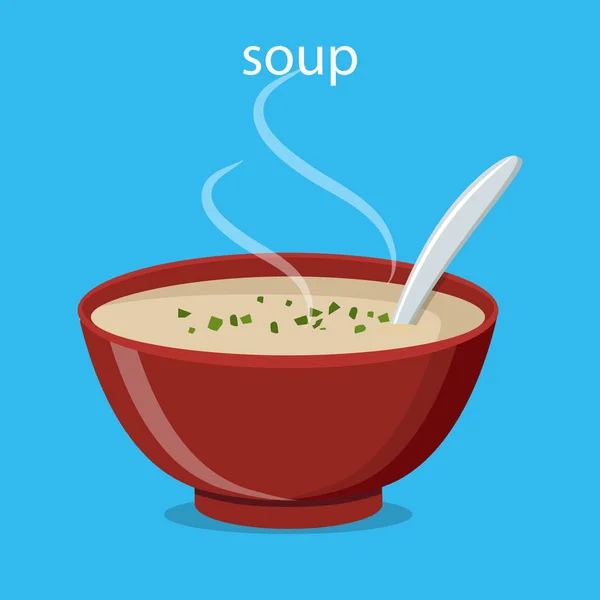 Sıcak Kase Çorba Yemek Izole Simgesi Beyaz Arka Plan Üzerinde — Stok Vektör