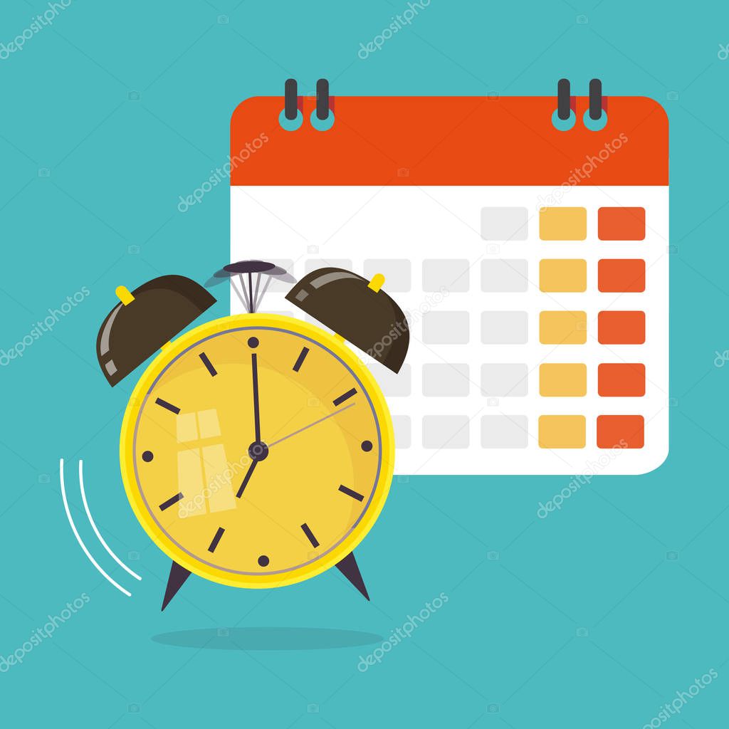 Date and time icon. Alarm and calendar. Vector