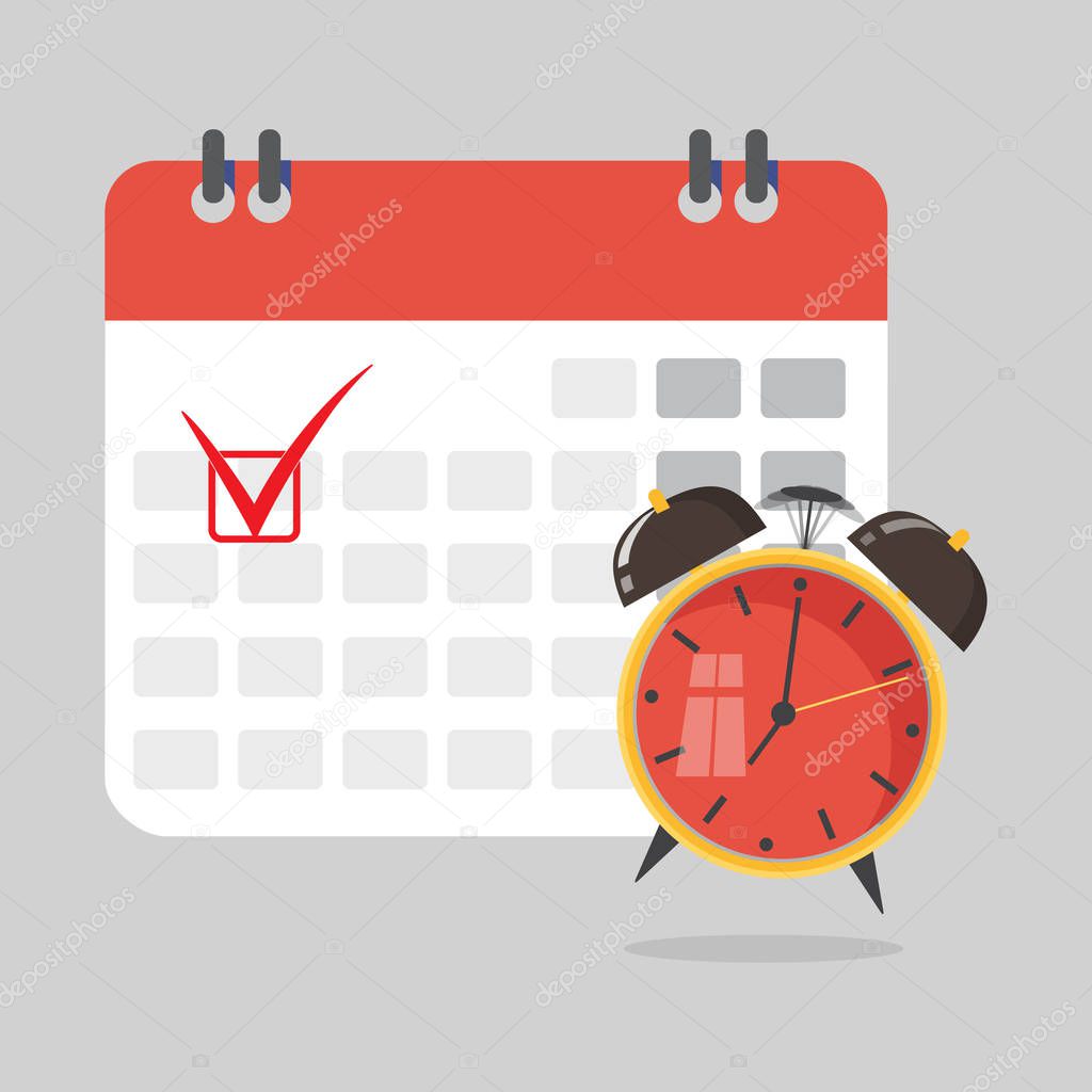 Date and time icon. Alarm and calendar. Vector