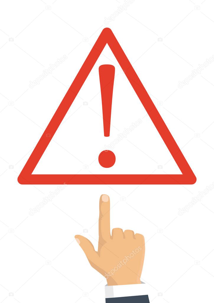Hand holding banner with pay attention please. Vector illustration