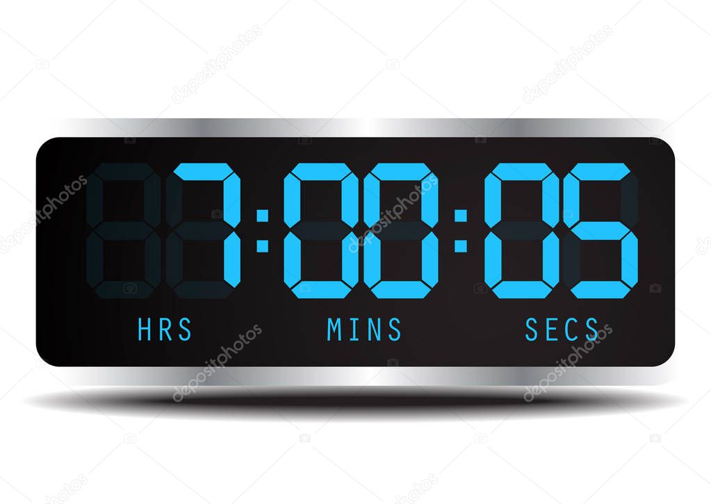 Timer clock. Digital time clock. Vector electronic alarm icon