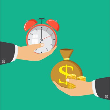 Para kavramı zamanı. Finansal planlama, son tarih ve zaman yönetimi. Vektör çizim