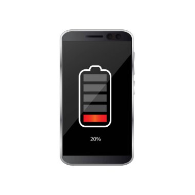 Pil şarj durumu göstergesi simgeler. Şarj telefonun batarya farklı seviyeleri ile ayarlayın. Vektör çizim.